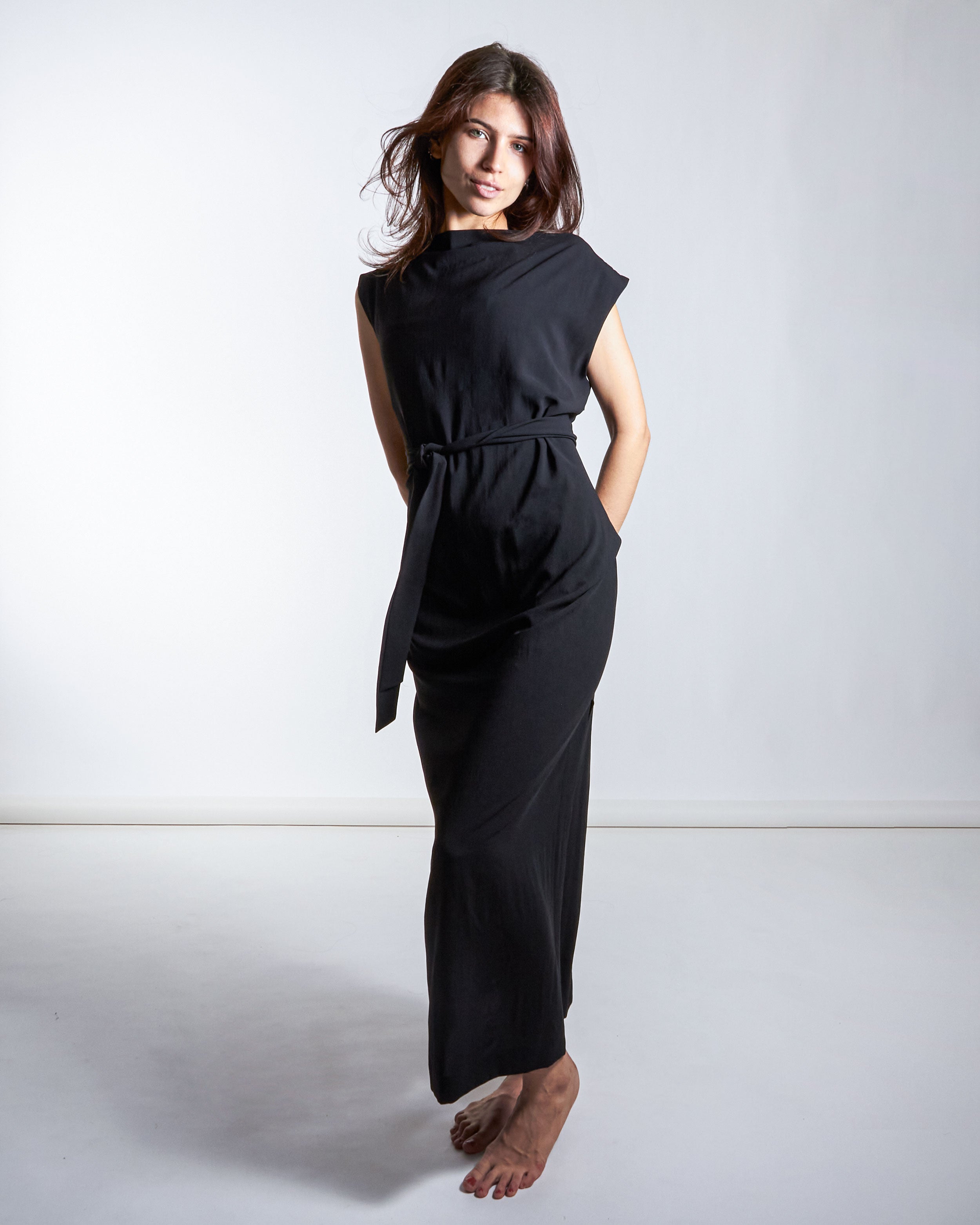 Jade Wrap Dress | Effortless Designer Travel Style Black CREPE / MEDIUM Jade Wrap Dress | Effortless Designer Travel Style Black CREPE / MEDIUM