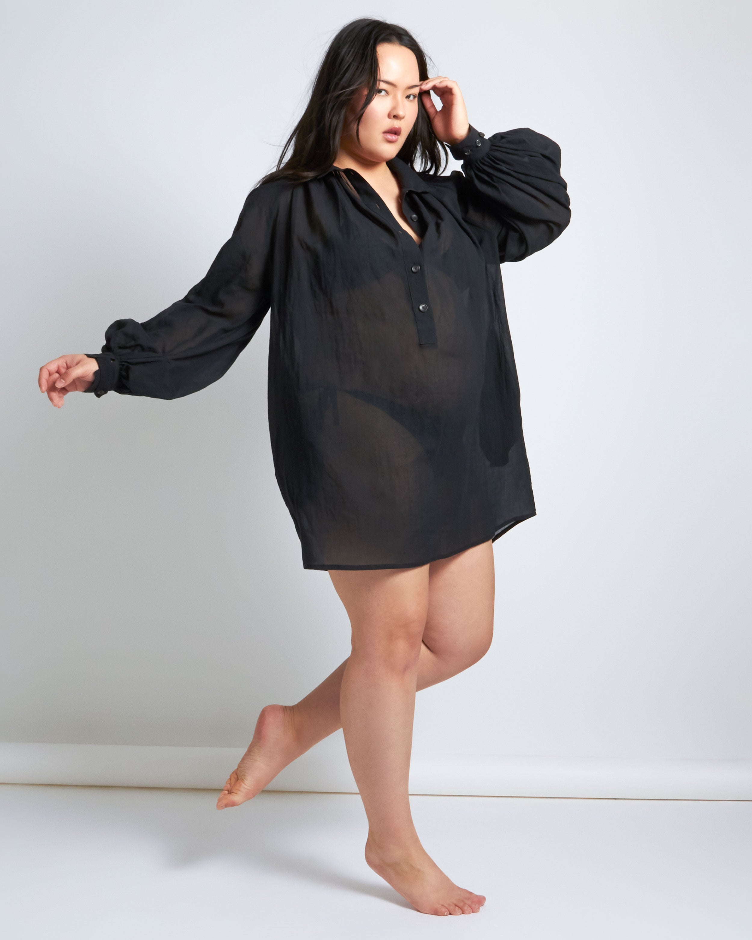 maliamills.com - ladyjane tunic - black cotton chiffon - pre - order