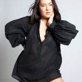 maliamills.com - ladyjane tunic - black cotton chiffon - pre - order