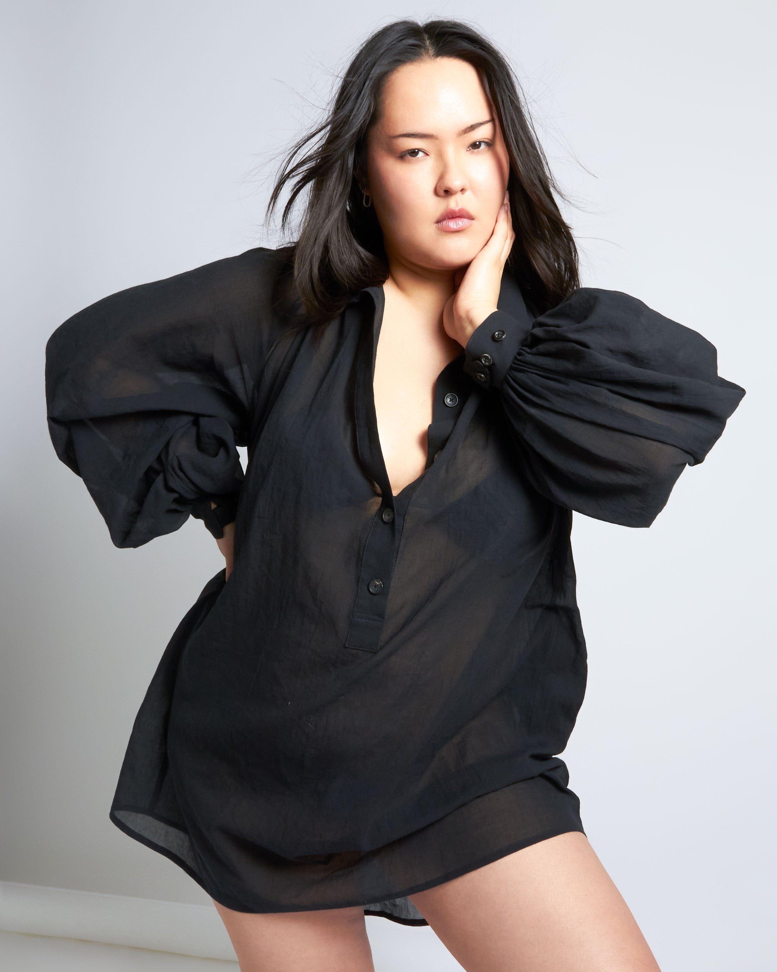 maliamills.com - ladyjane tunic - black cotton chiffon - pre - order