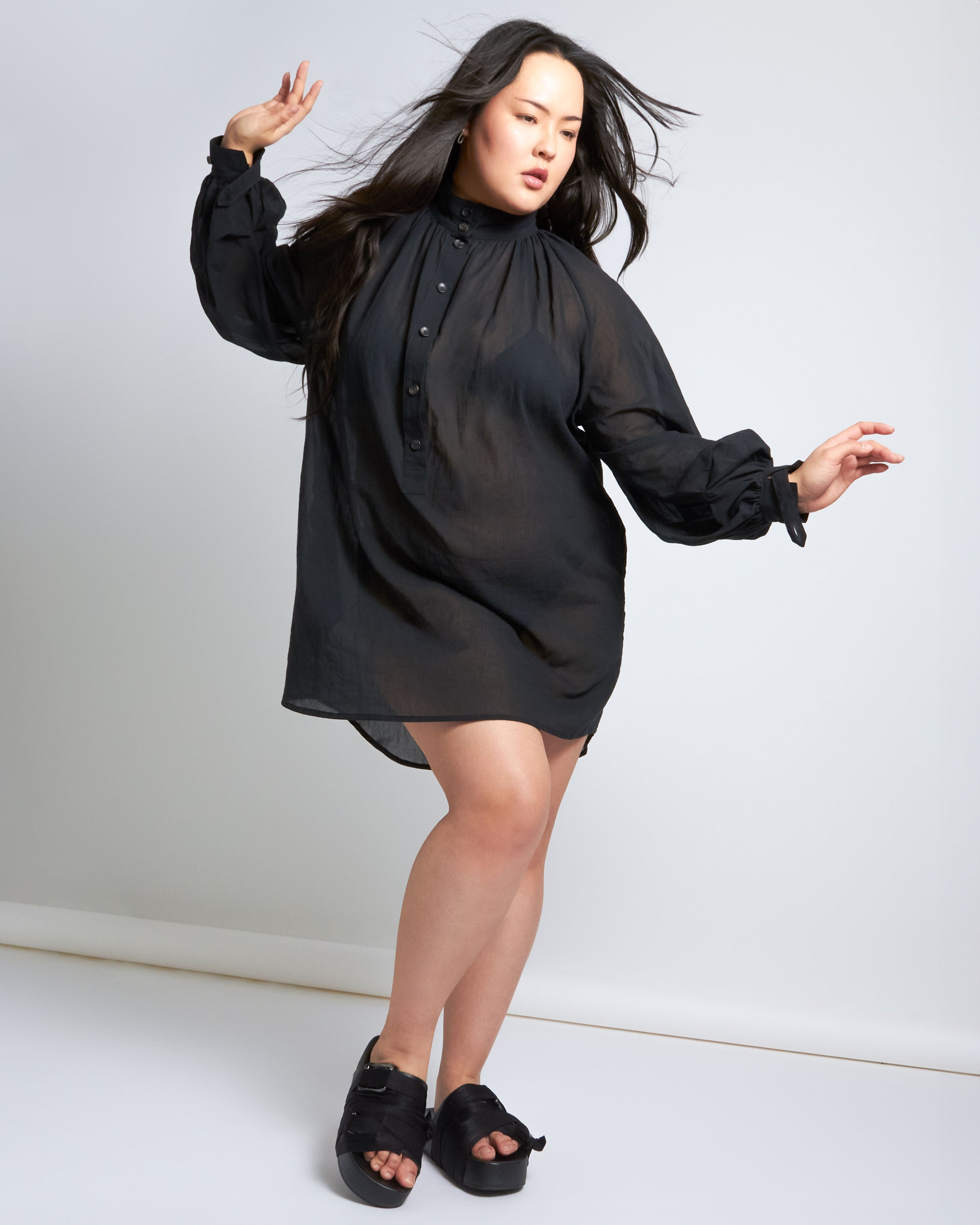 maliamills.com - ladyjane tunic - black cotton chiffon - pre - order