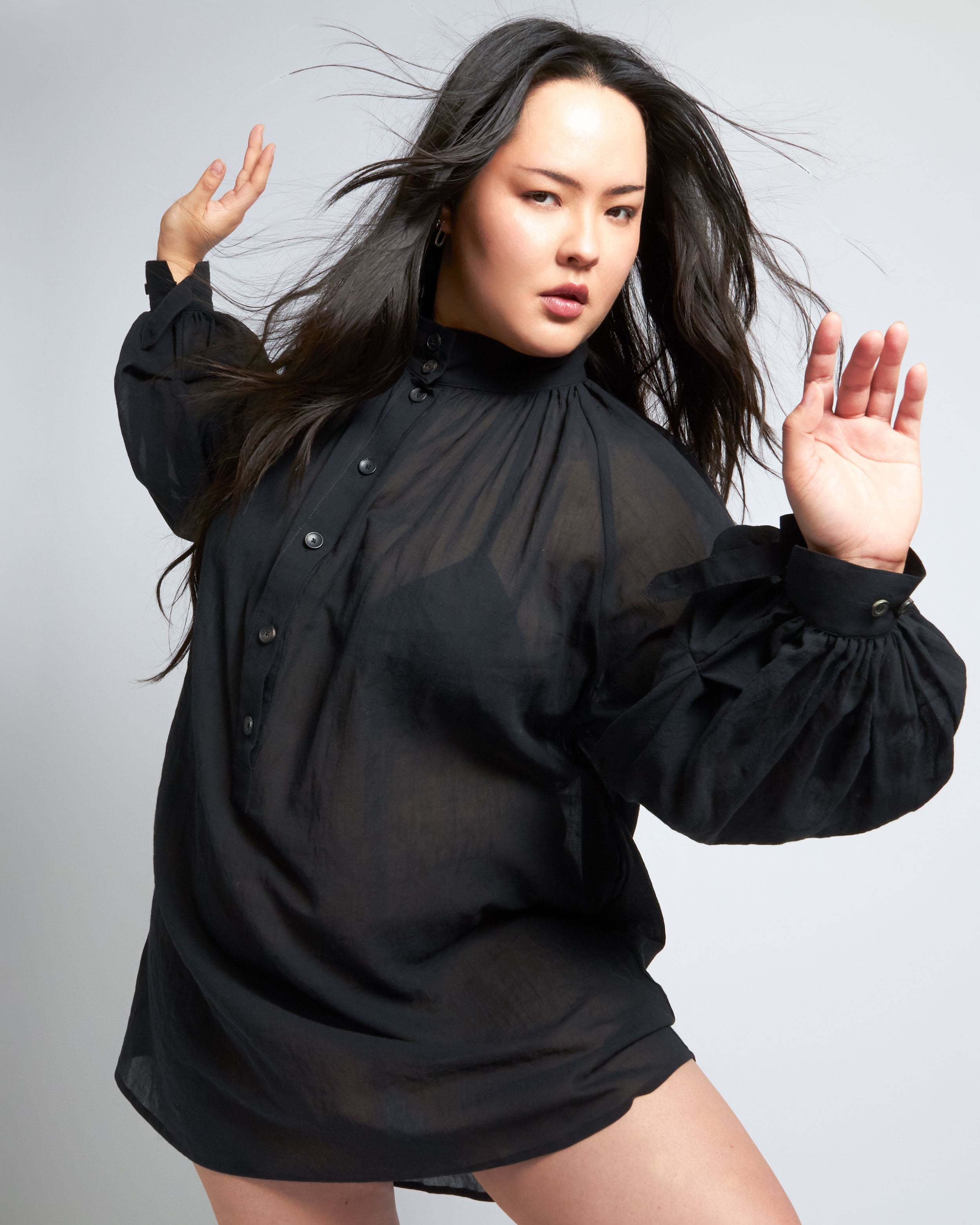 maliamills.com - ladyjane tunic - black cotton chiffon - pre - order