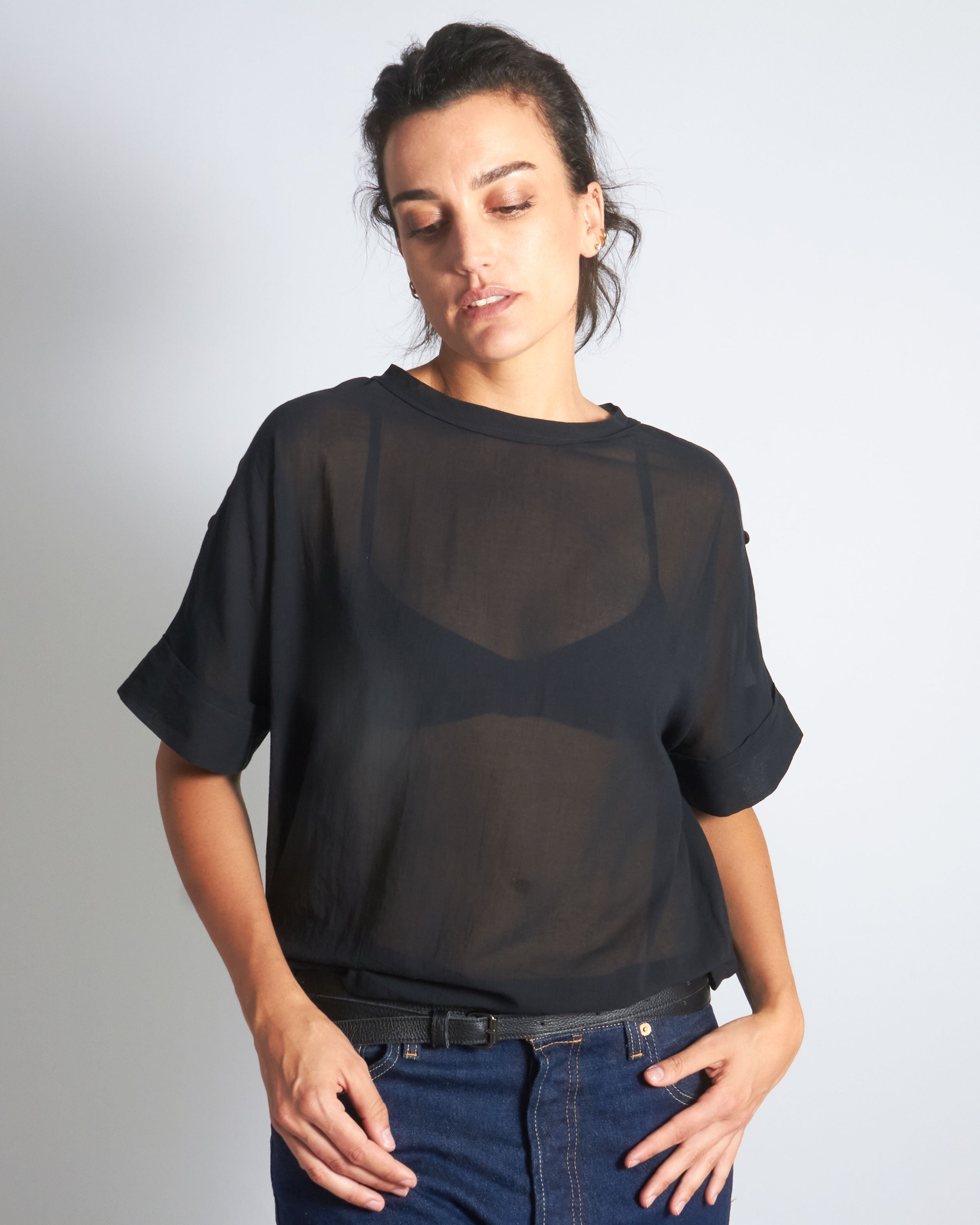 maliamills.com - priscilla tee - black cotton chiffon