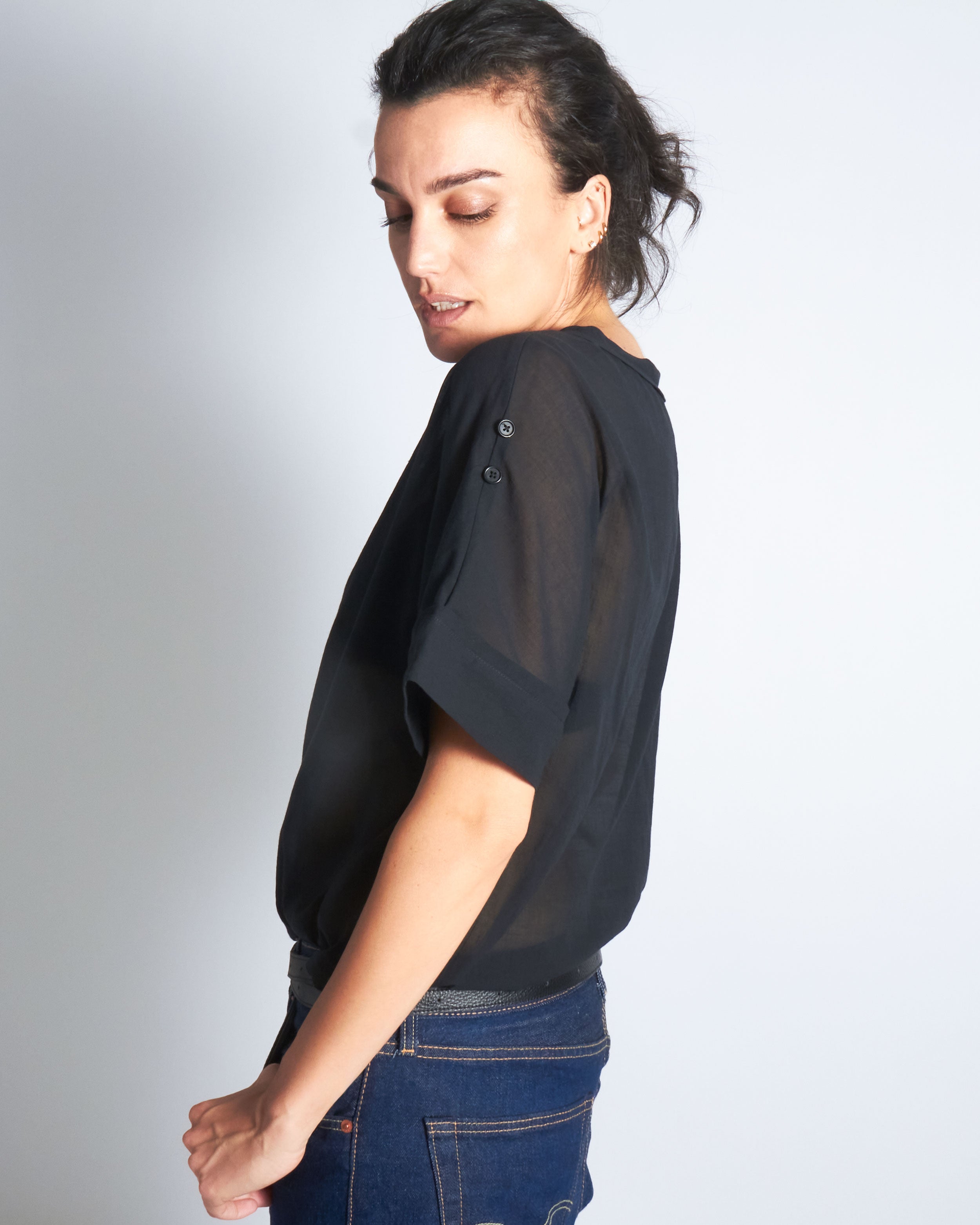 maliamills.com - priscilla tee - black cotton chiffon