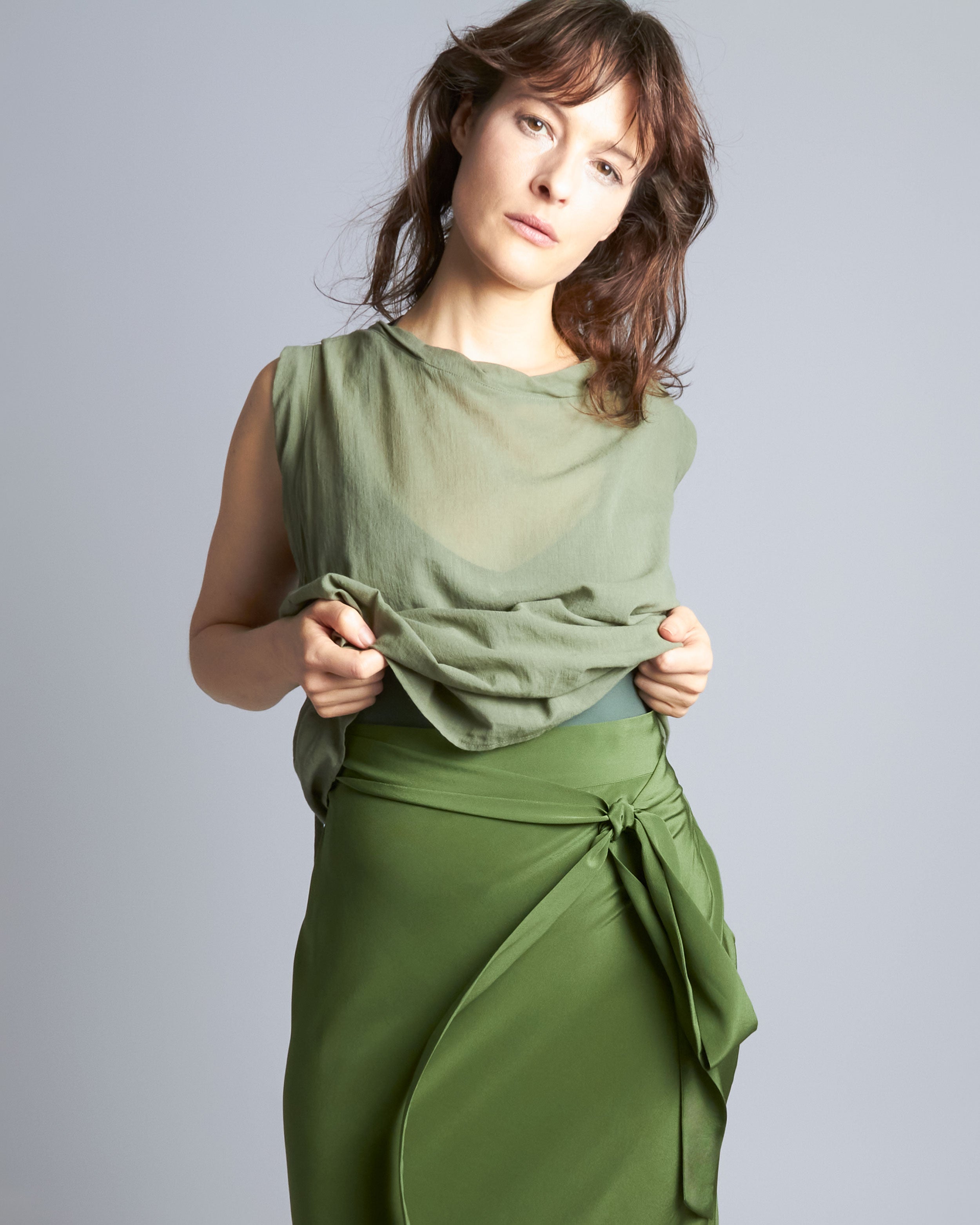 maliamills.com - kara skirt - gwen green silk - pre - order