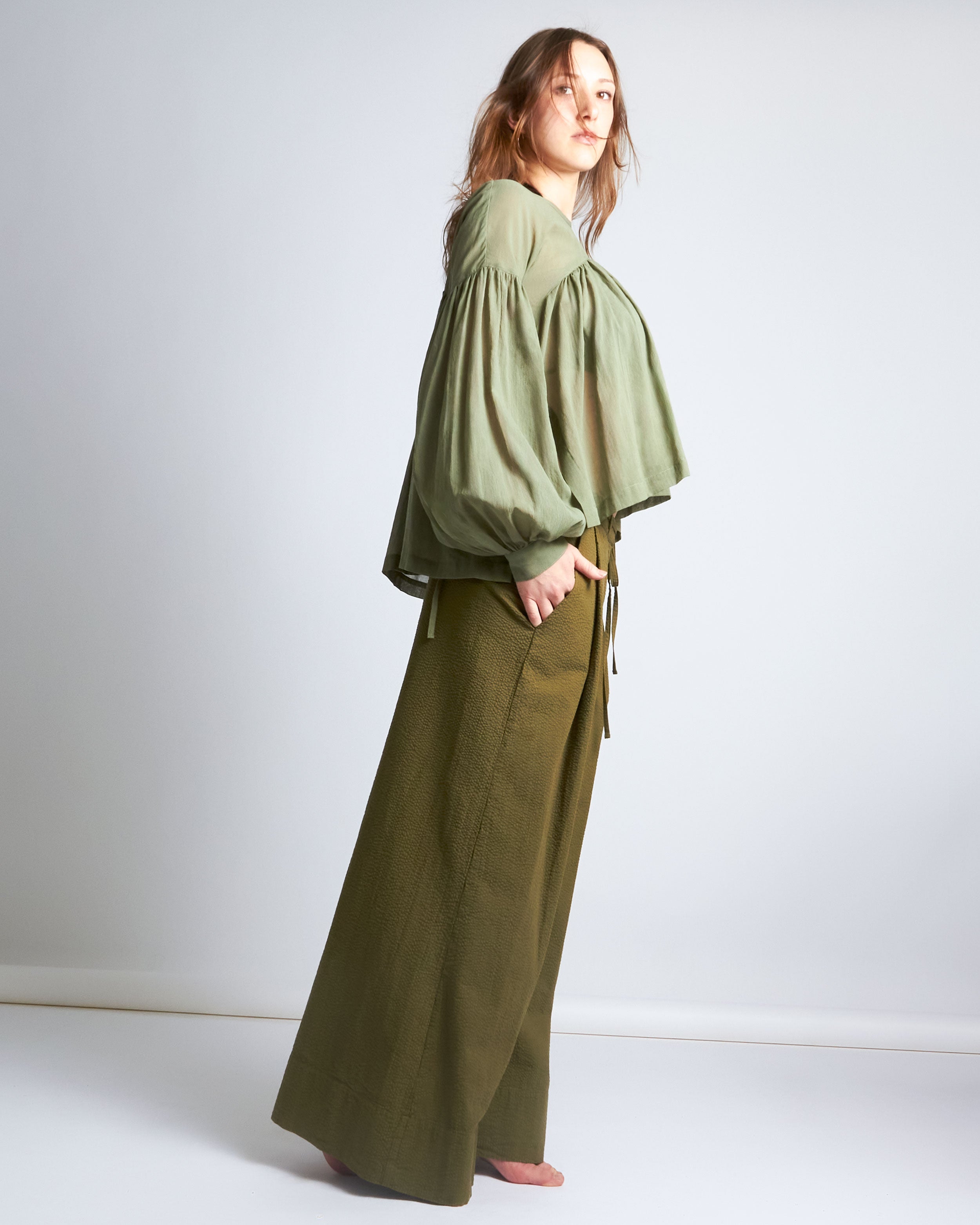 maliamills.com - amora blouse - frida green cotton chiffon