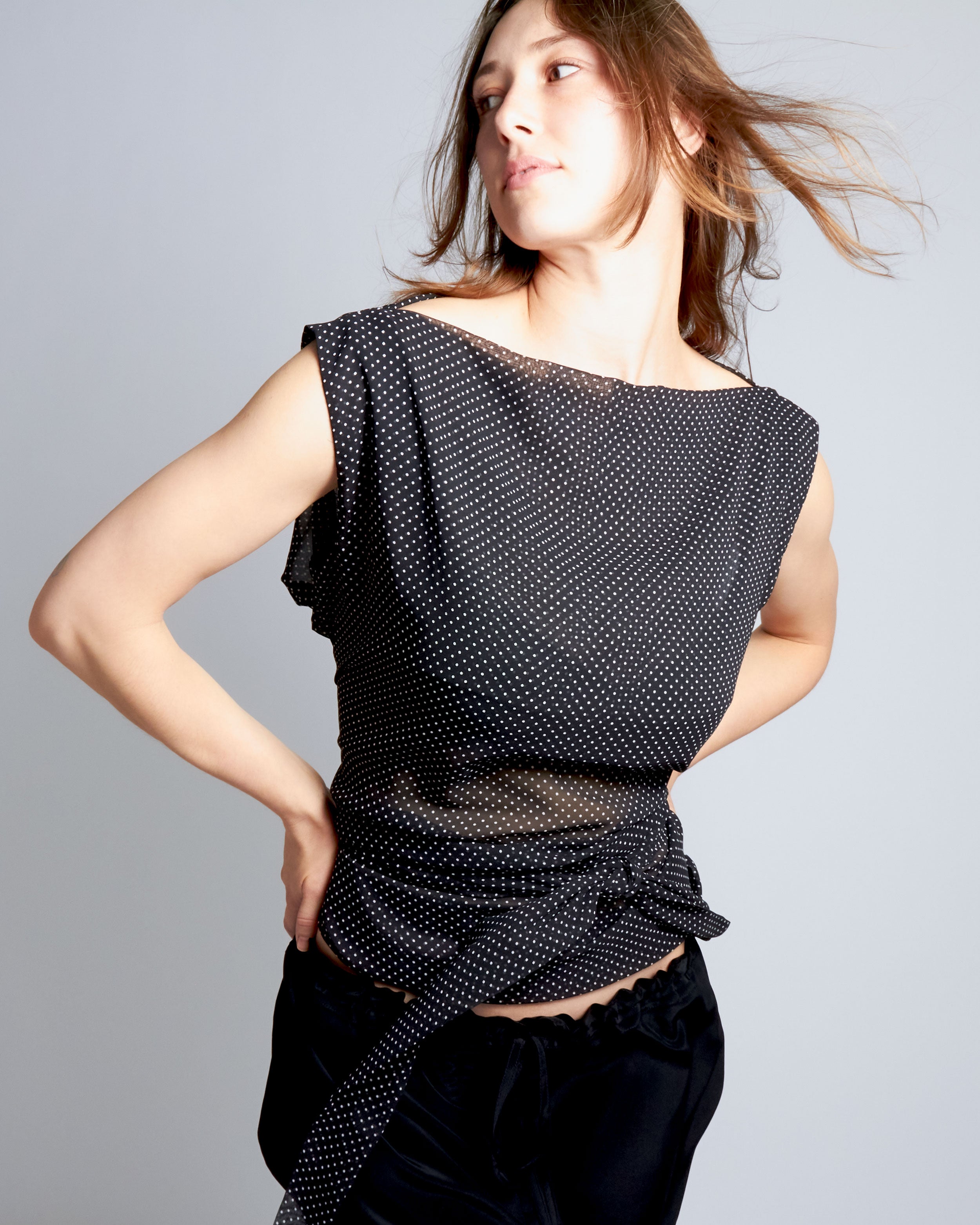 maliamills.com - angelina blouse - black/white polka dot