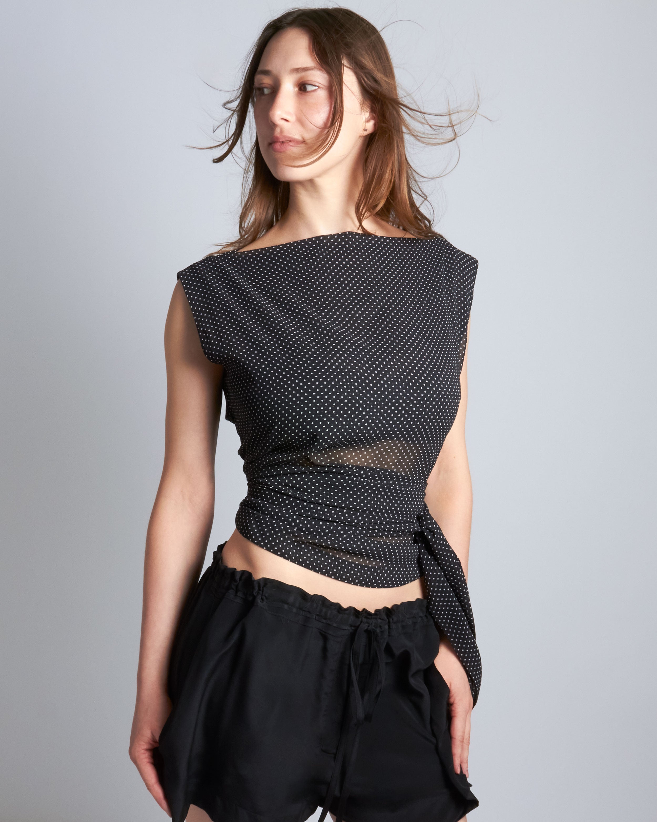 maliamills.com - angelina blouse - black/white polka dot