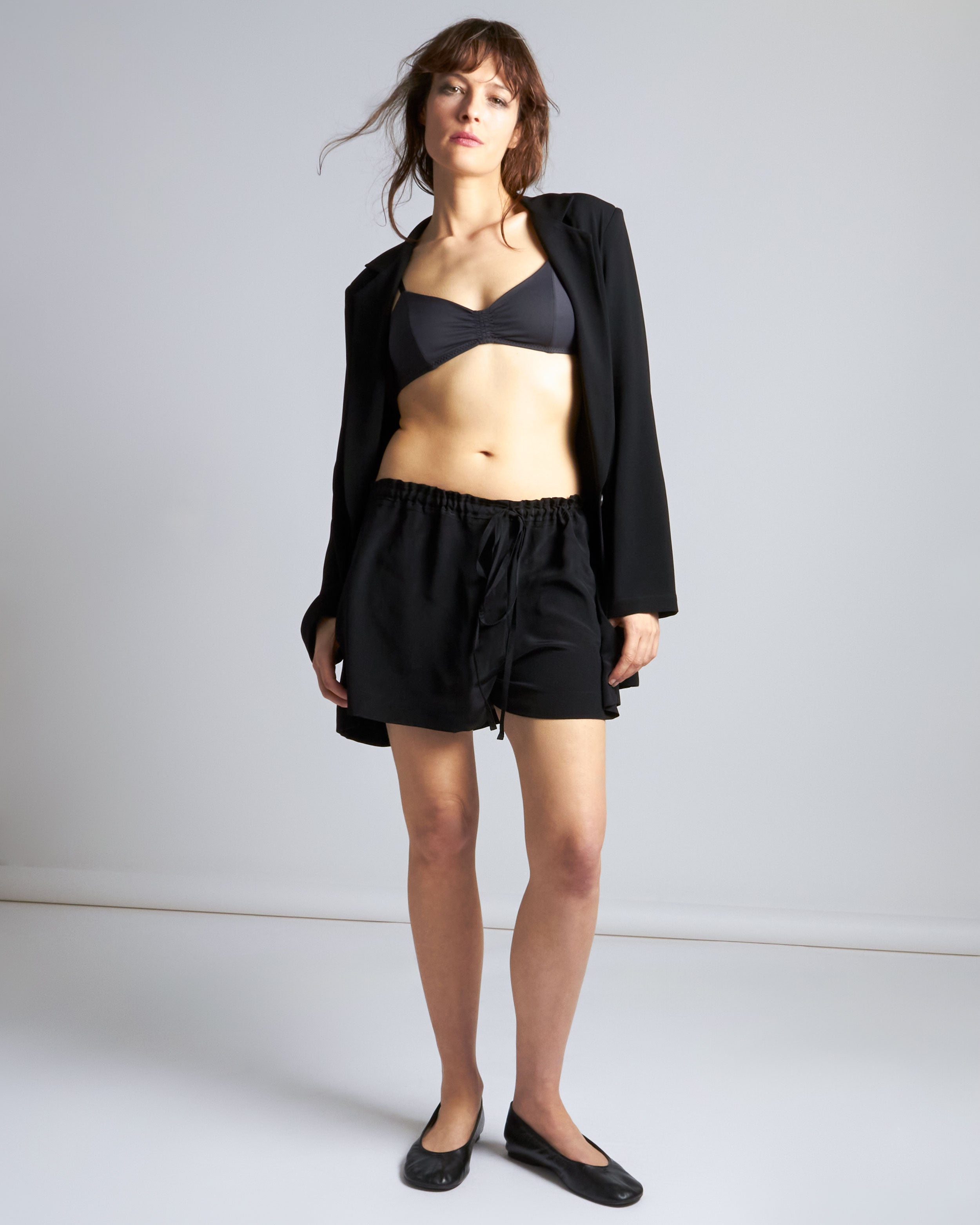 maliamills.com - suzette short - black silk - pre - order