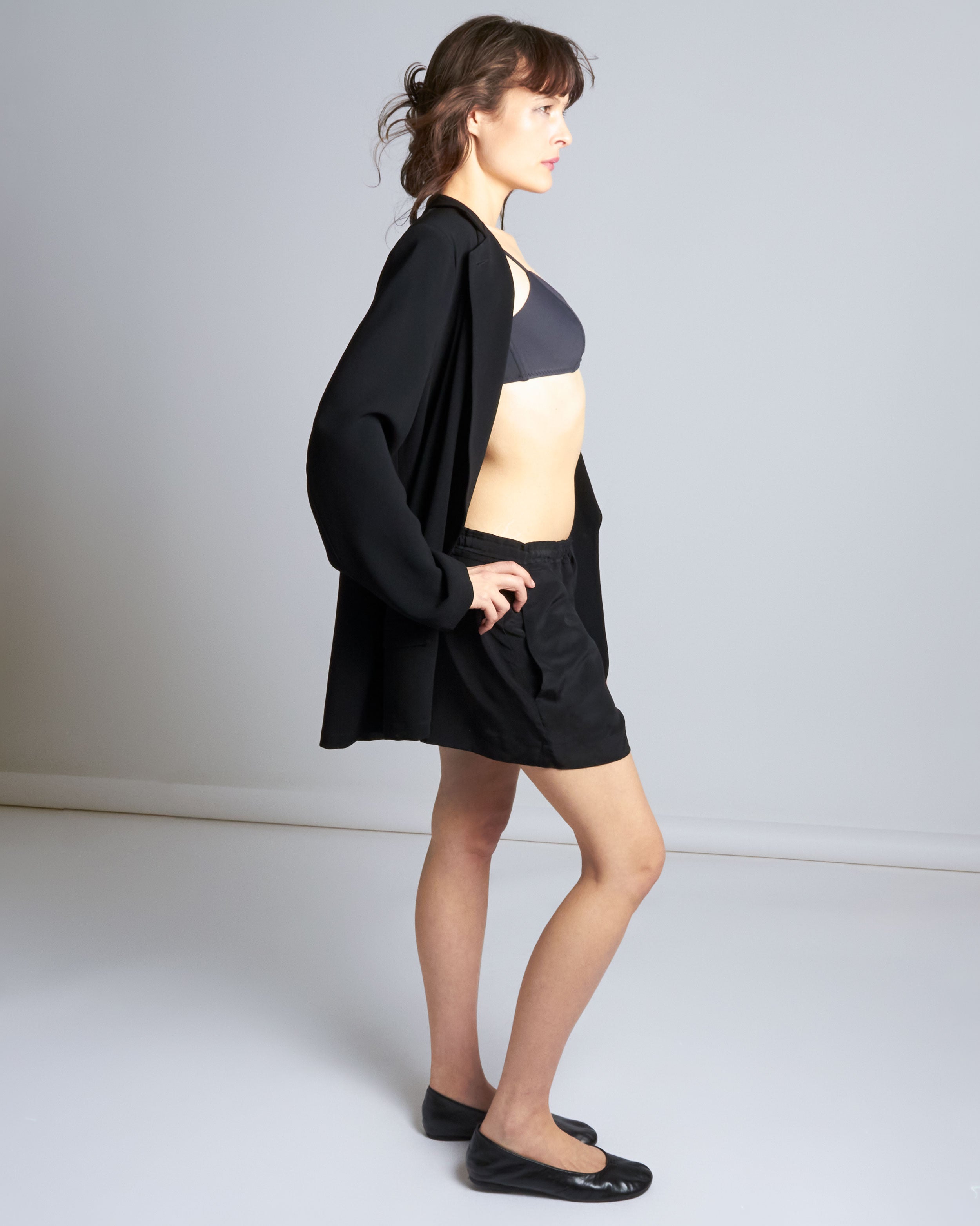 maliamills.com - suzette short - black silk - pre - order