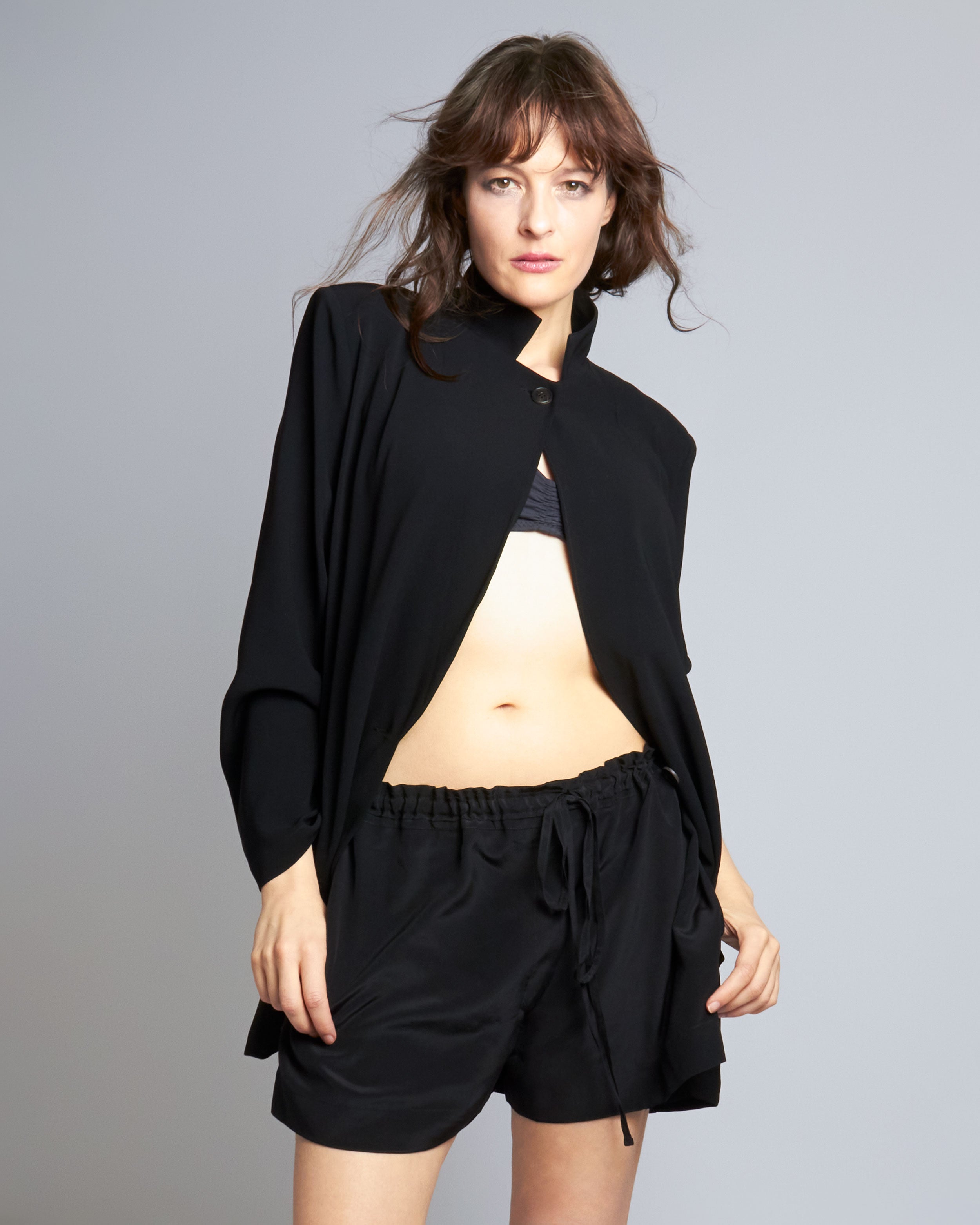 maliamills.com - suzette short - black silk - pre - order